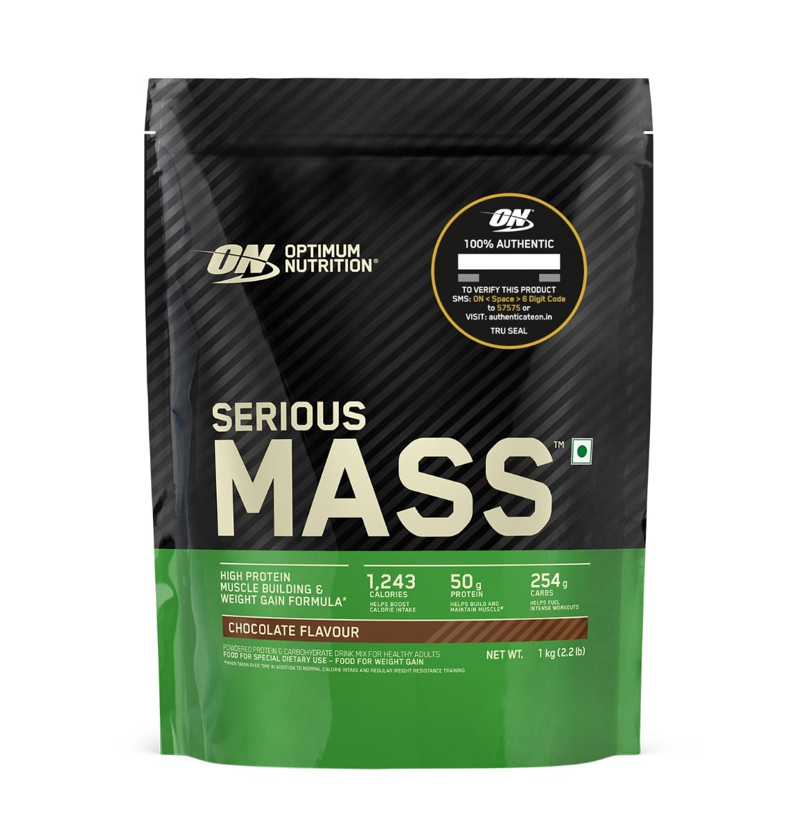 Optimum Nutrition (ON) Serious Mass High Protein Weight Gain Powder(Veg) (Chocolate) with 23+ Vitamins-Minerals, Glutamine & 3g Creatine.