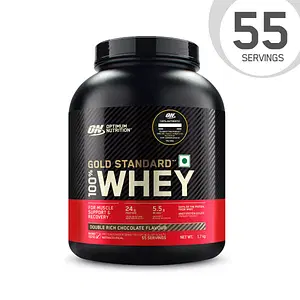 Optimum Nutrition (ON) Gold Standard 100% Whey Protein Powder 1.7 Kg (Double Rich Chocolate), for Muscle Support & Recovery, Vegetarian - Primary Source Whey Isolate with Free Shaker