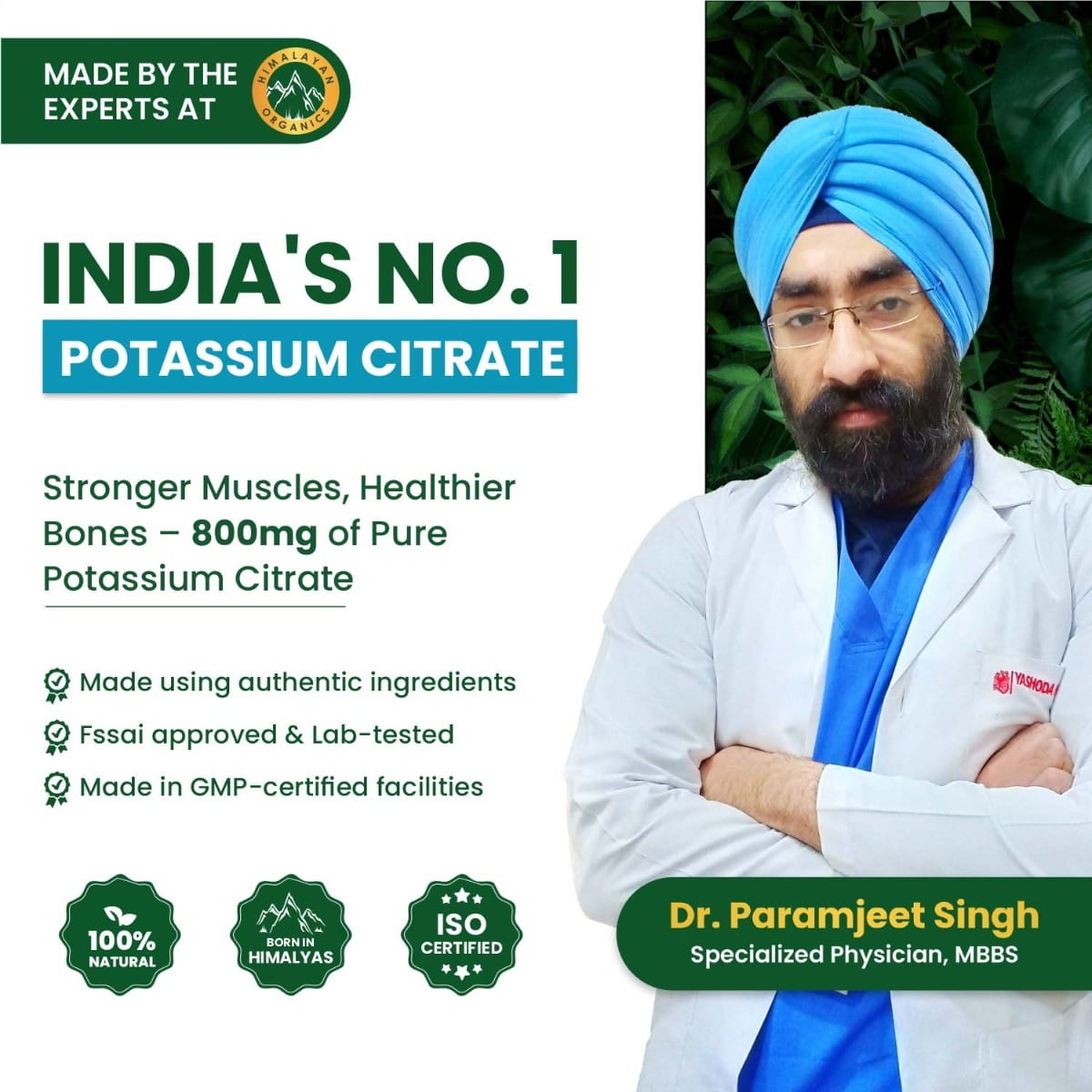 Citrate De Potassium Himalayan Organics 800 Mg - 120 Comprimés, Bio, Livraison Gratuite