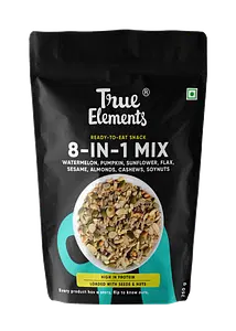 True Elements 8 in 1 Seeds and Nut Mix 250 gm - Roasted Seeds | High Protein Snacks | Mix Seeds for Eating Healthy | Packed with plant protein | Single Pack