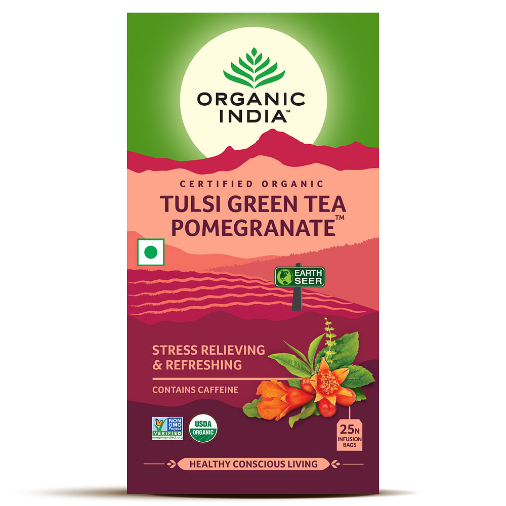 Organic India Tulsi Green Tea Pomegranate 25 Infusion Bags