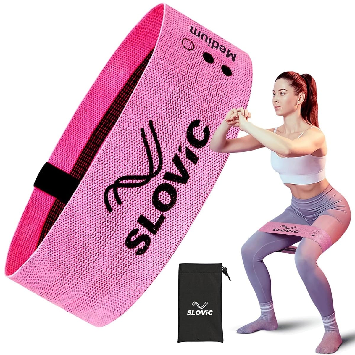 SLOVIC Resistance Bands for Workout for Women With 30+ Workout Guide (15-35 Lbs) Anti Slip Loop Hip Band for Women & Men Mini-Loop Booty Bands for Glutes and Squats Exercise, Suitable for Home & Gym