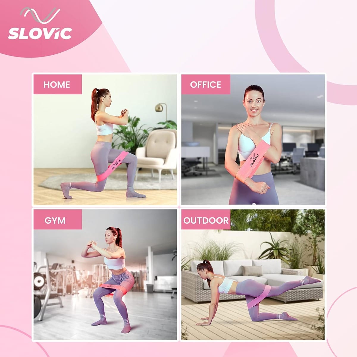 SLOVIC Fabric Resistance Bands Set – 5 Anti-Slip Loop Bands (10-25 Lbs) With 30+ Workout Guide, For Glutes, Legs & Home/Gym Training - View #12