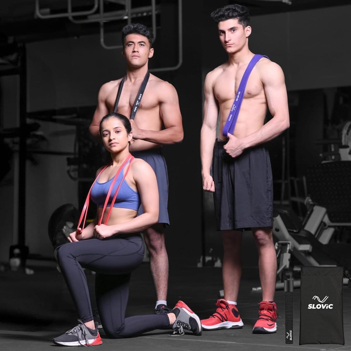 Slovic Resistance Bands for Workout for Men and Women (1 YEAR WARRANTY) Resistance Band Set & Exercise Band for Home Gym Fitness Pull Up Band & Toning Band 100% Natural and Unbreakable Rubber