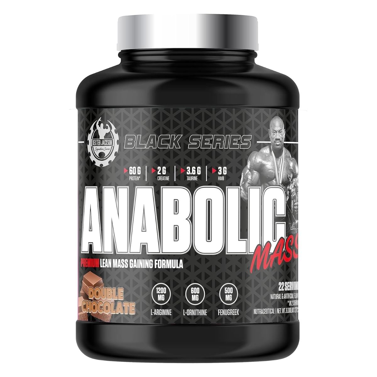

Dexter Jackson Black Series Anabolic | Premium Lean Mass Gainer | Double Chocolate Flavor | 22 Serving, 6Lbs