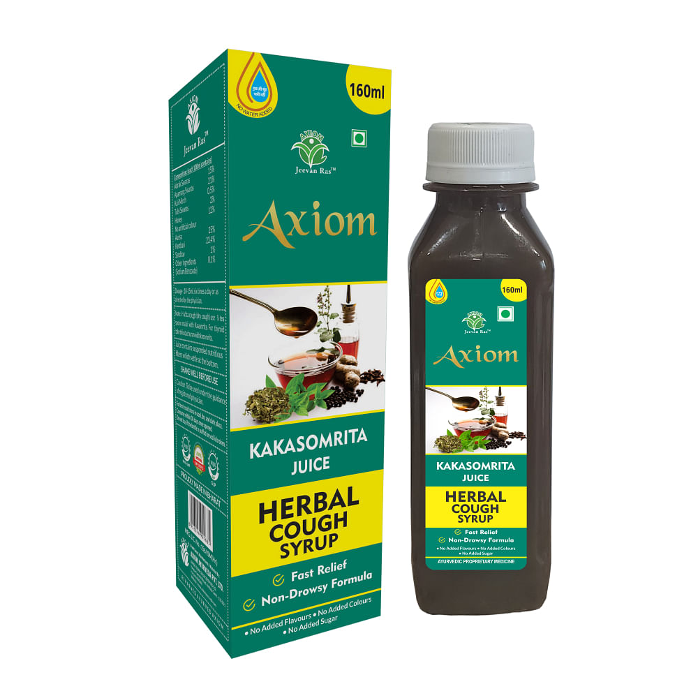 

Axiom Kakasomrita Juice ( Herbal Cough Syrup )| Blend Of 6 Herbs Adrak, Honey And Black Pepper|Relief Formula For Cough and Cold - 160ml