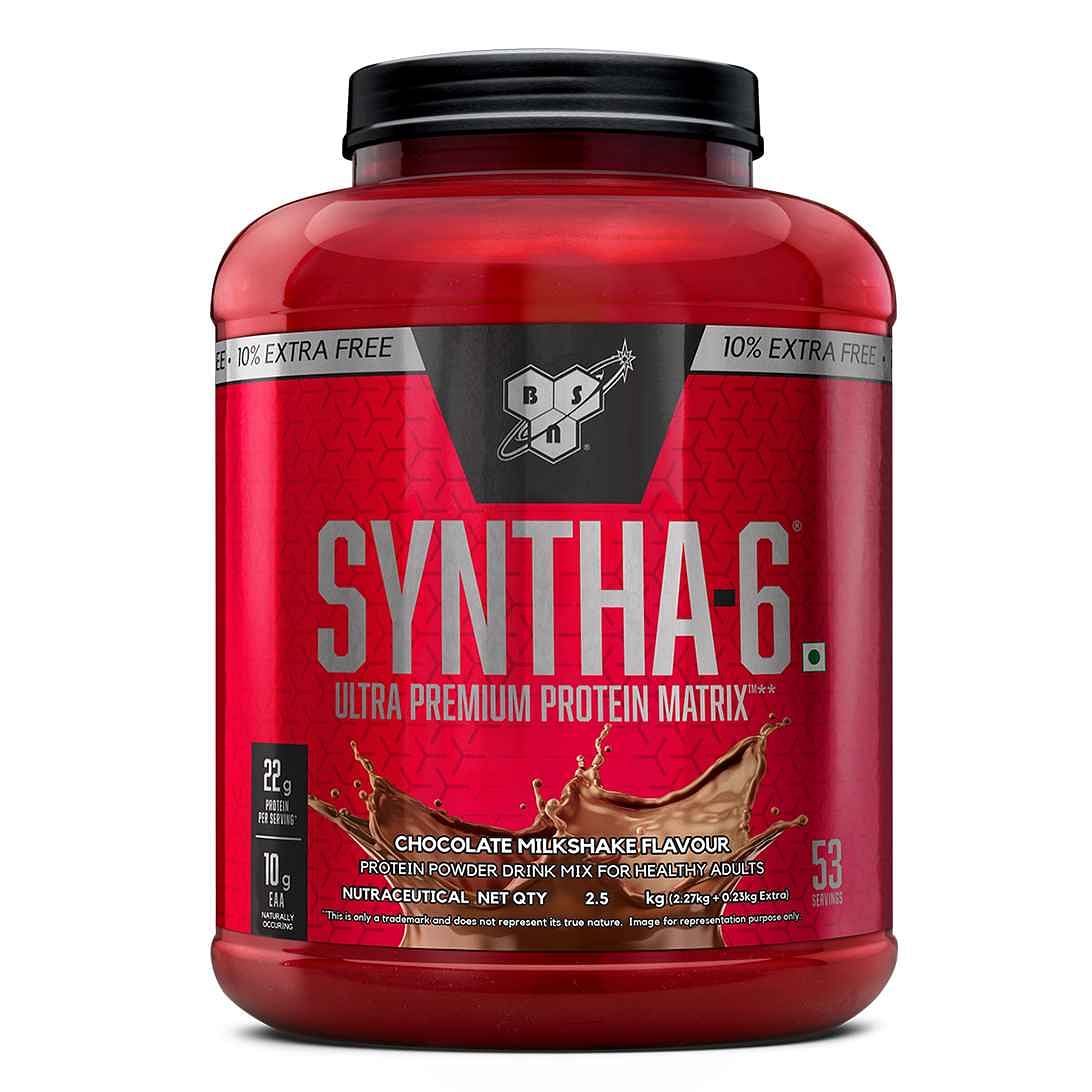 

BSN Syntha 6 Protein Powder - 5 lbs+10% Extra, 2.5 kg (Chocolate Milkshake), Ultra Premium Protein Matrix (Whey Protein, Micellar Casein), for Musc...