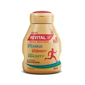 Revital H Multivitamin For Men With Natural Ginseng Zinc 10 Vitamins & 8 Minerals For Daily Energy Stamina & Immunity