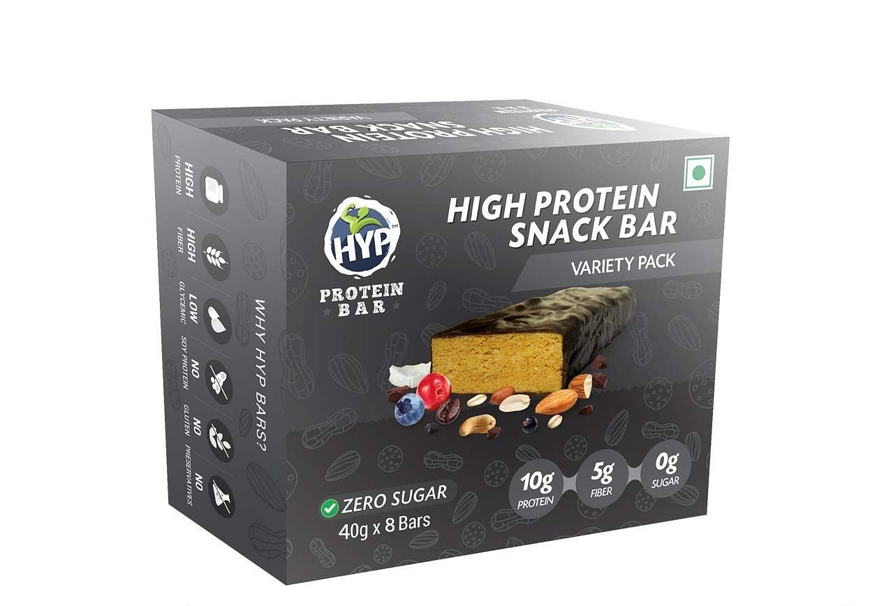 

HYP Zero Sugar Protein Bars - Variety Pack - Box of 8 Bars - Pack of 1