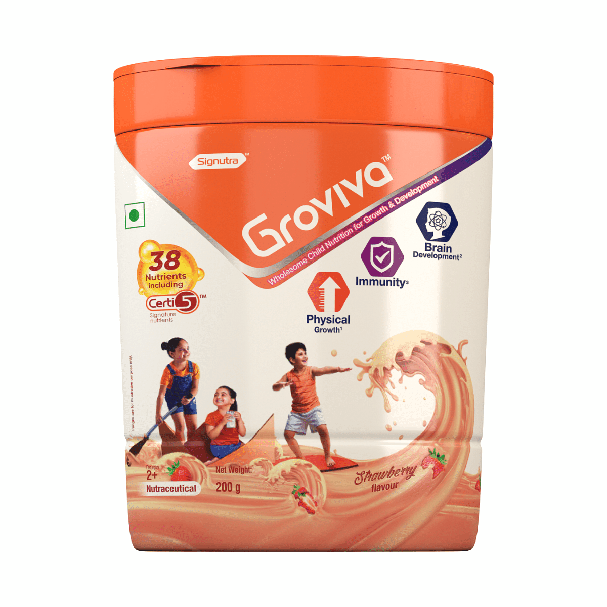 

Groviva Wholesome Child Nutrition for Growth & Development - Jar (Strawberry Flavored, 200g )