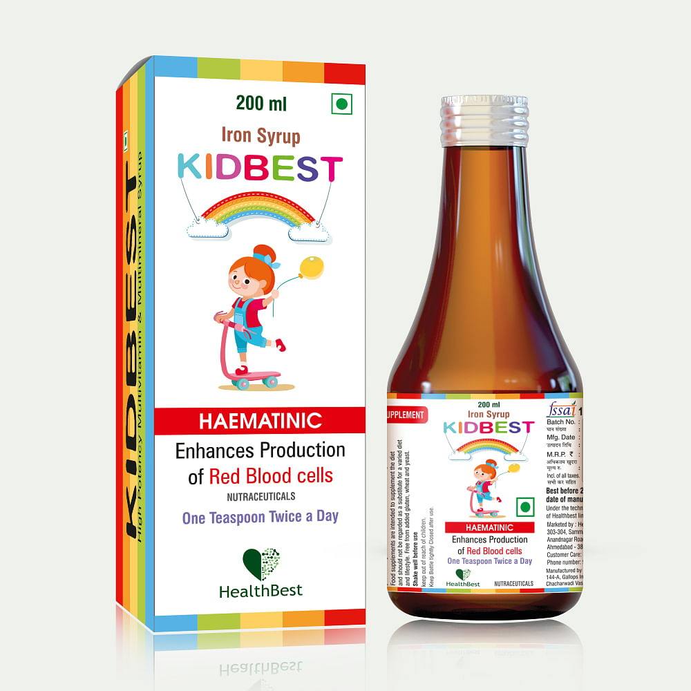 

HealthBest Kidbest Iron (Haematinic) Syrup Zinc Folic Acid 200 ML