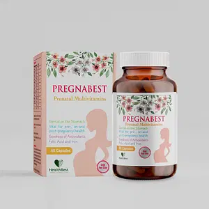 HealthBest Pregnabest Pre-natal Multivitamin For Women Folic Acid Iron 60 Capsules