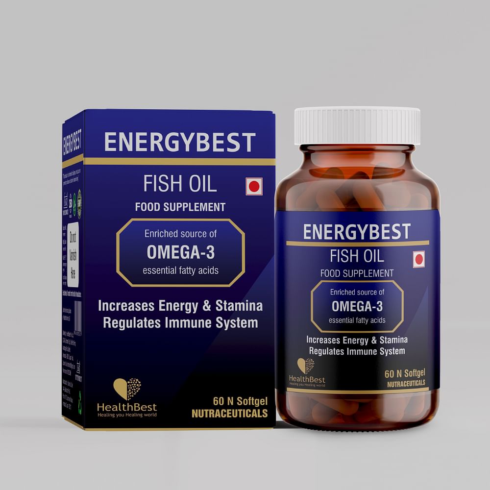 

HealthBest EnergyBest Fish Oil Soft Gel capsules Omega 3 Increase Energy & Stamina 1000mg 60 Capsules