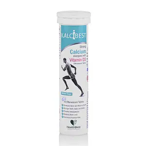 HealthBest KalciBest Calcium with Vitamin D3 Effervescent Tablets (400 IU) Bone Support Orange Flavor 20 Tablets