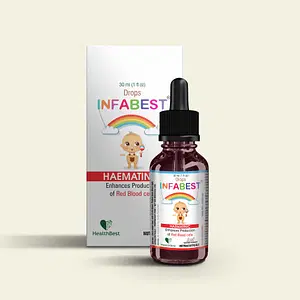 HealthBest Infabest Haematinic (Iron) Drops for Toddlers Red Blood Cells Iron, Zinc Mixed Fruit Flavor 30ml