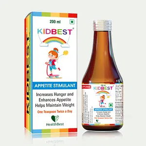 HealthBest Kidbest Appetite Stimulant Syrup for Kids Enhances Appetite Maintain healthy Weight 200ml