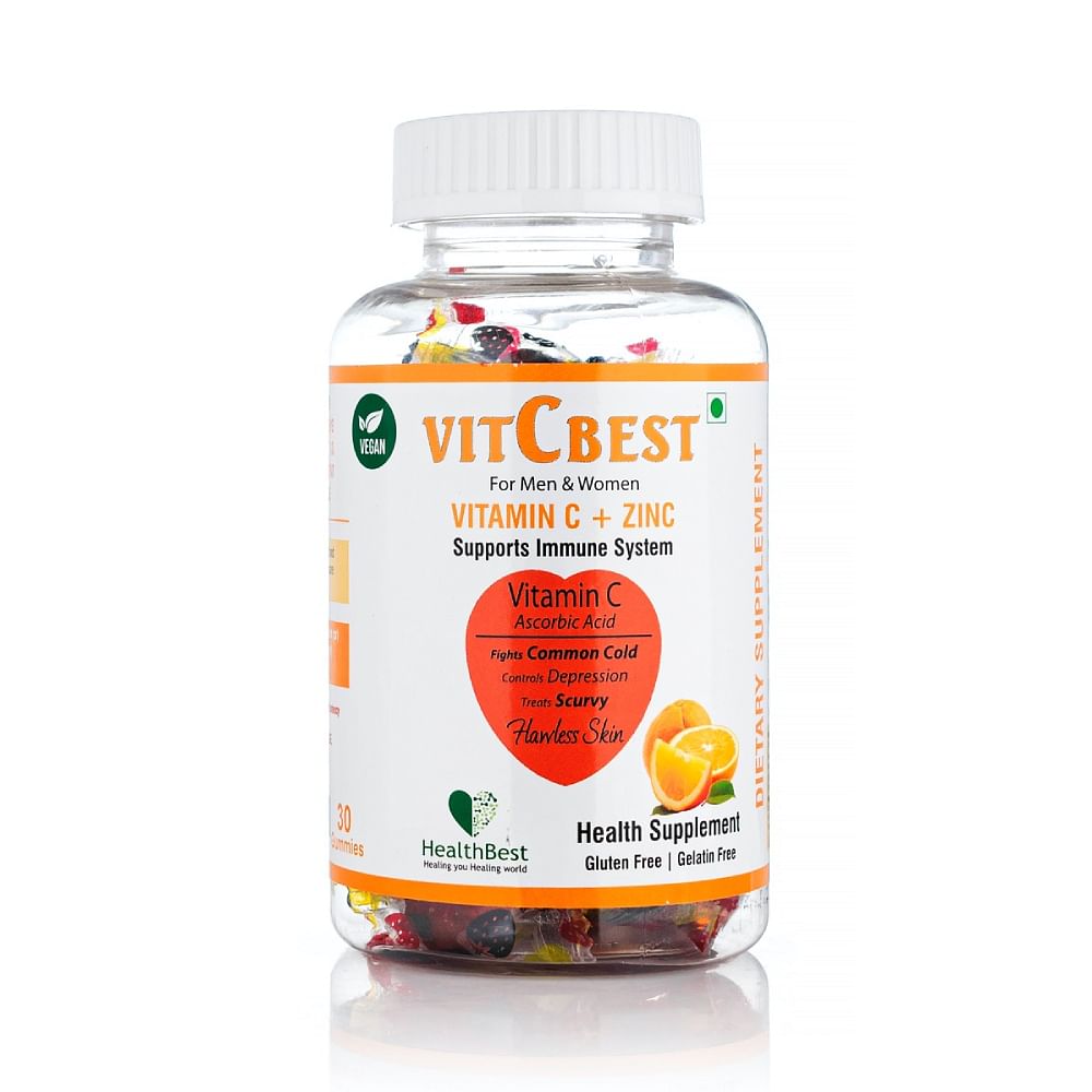 

HealthBest VitCbest Vitamin C + Zinc Gummies Immunity Booster Antioxidants