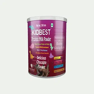 HealthBest Kidbest Protein Milk Powder for Kids Healthy Growing Kids Smart & Strong Kids Increase Energy & Stamina Chocolate Flavor 300gm