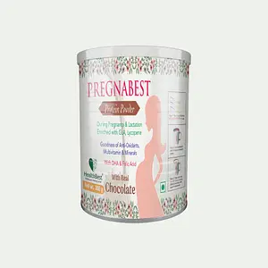 HealthBest Pregnabest Protein Powder for Women Prenatal, Pregnancy & Lactation Anti-Oxidants Multivitamin & Minerals with DHA & Folic Acid Chocolate Flavor 300gm