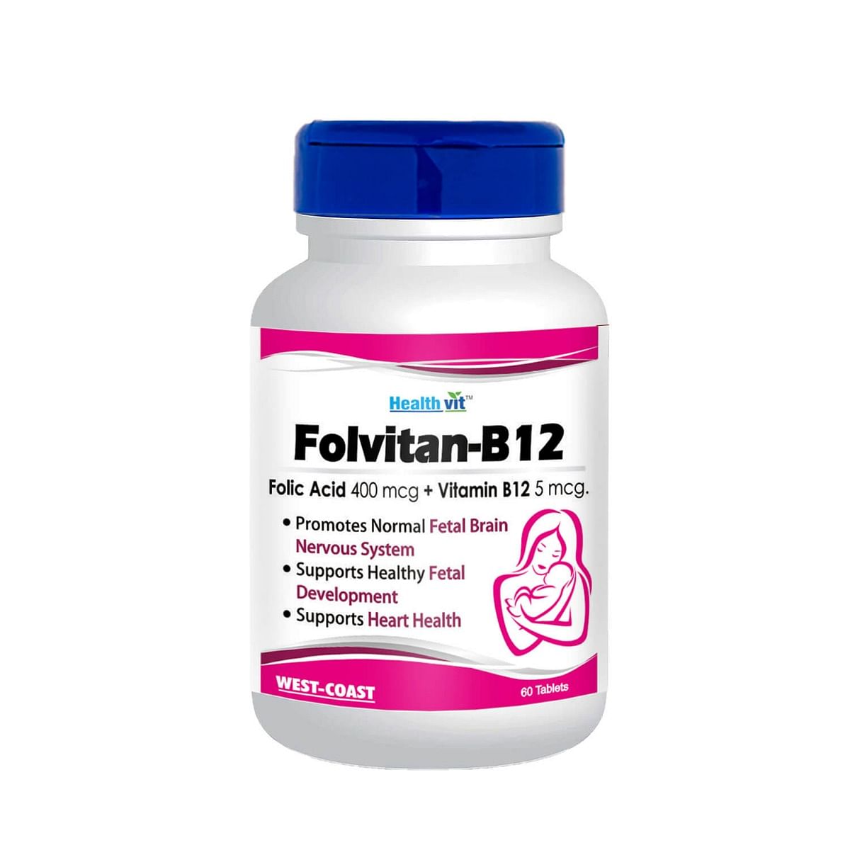 Healthvit FolvitanB12 Folic Acid 400 mcg Vitamin B12 5 mcg 60 Tablets