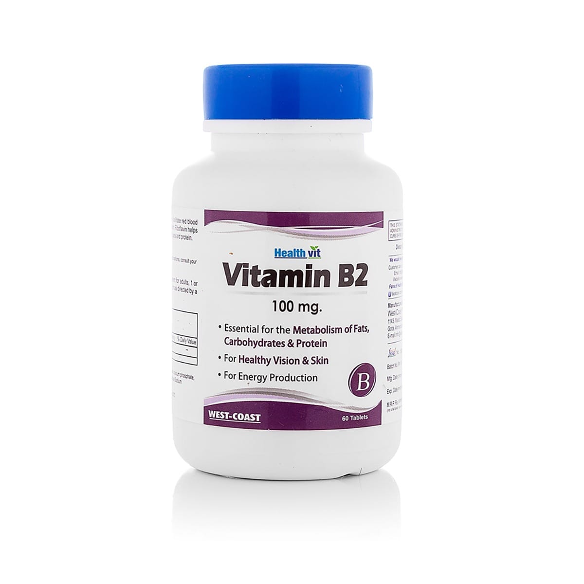 Healthvit Vitamin B2 Riboflavin 100MG 60 Tablets