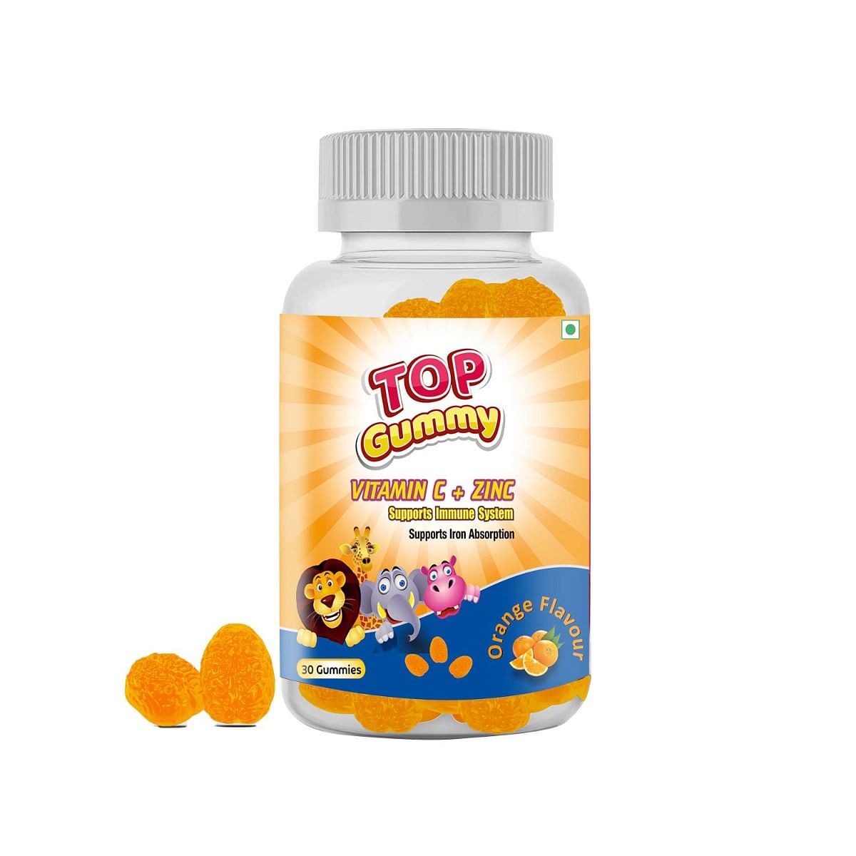 

Top Gummy Vitamin C Zinc For Immune Support 30 Orange Flavor Gummies Gluten, Soy & Dairy Free