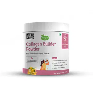 SheNeed Plant Based Collagen Builder Powder with Advanced Anti-Aging Formula & 8+ Nutrients - 300gm