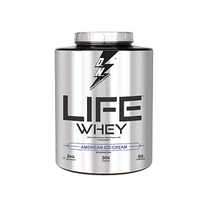 Life Whey | Premium whey protein with ProHydrolase for absorption & digestion | Boosts growth, energy, brain function | ProteinPower | American icecream.
