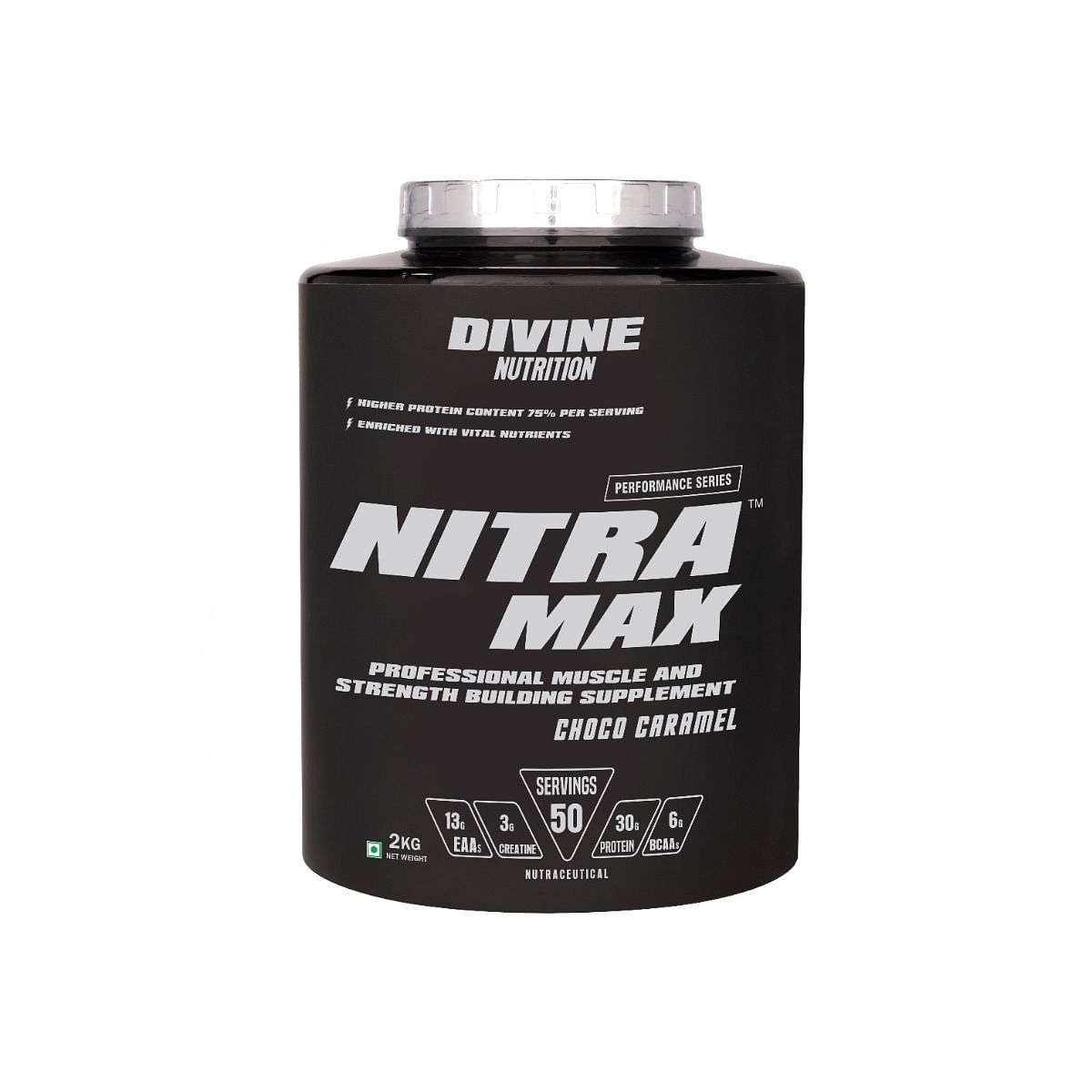 

DIVINE NUTRITION NITRAMAX - 2 Kg | Formulated for enhanced muscle growth | endurance | Ideal for athletes seeking efficient performance|Choco caramel.