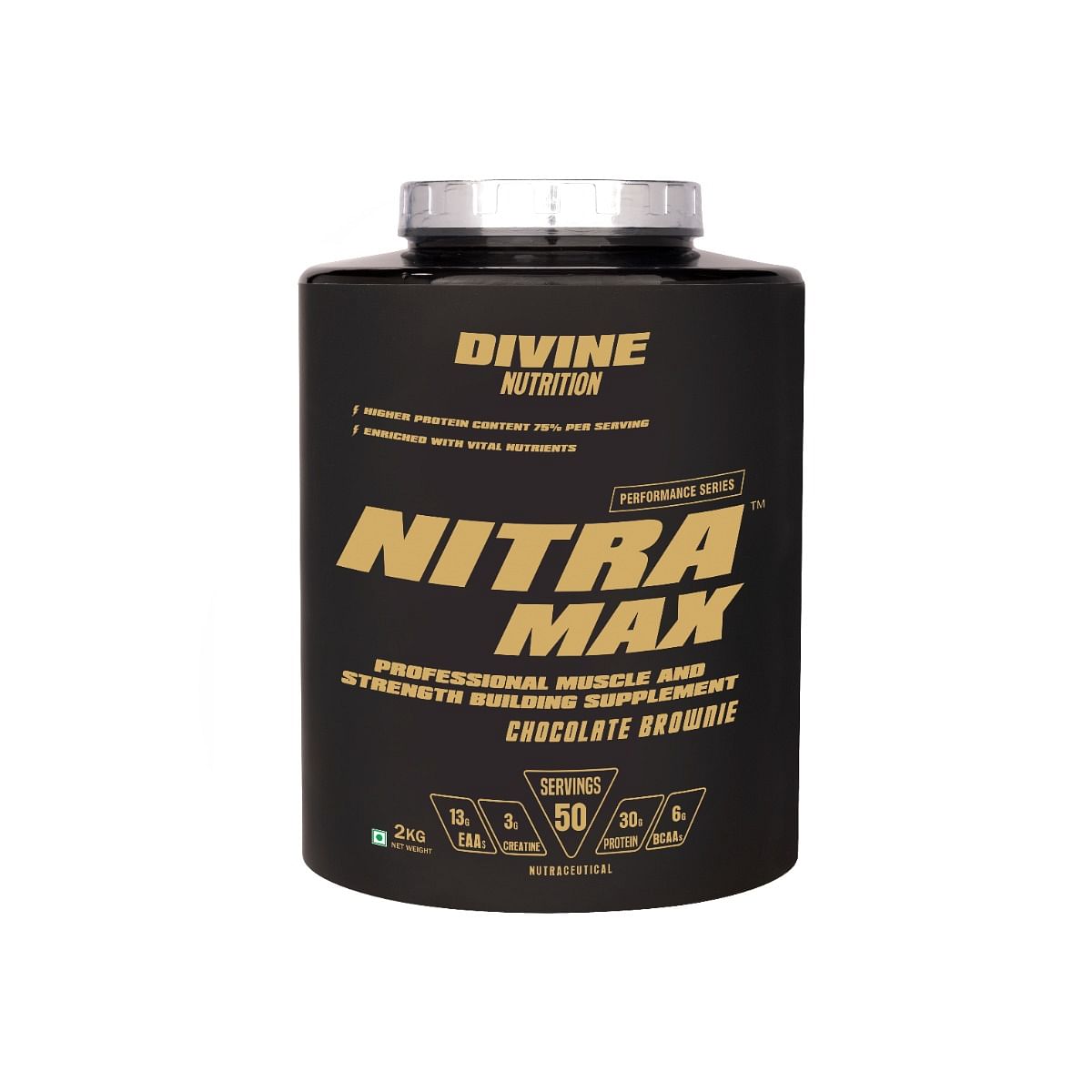 

DIVINE NUTRITION NITRAMAX - 2 Kg | Formulated for enhanced muscle growth | endurance | Ideal for athletes seeking efficient performance|Choco Brownie.
