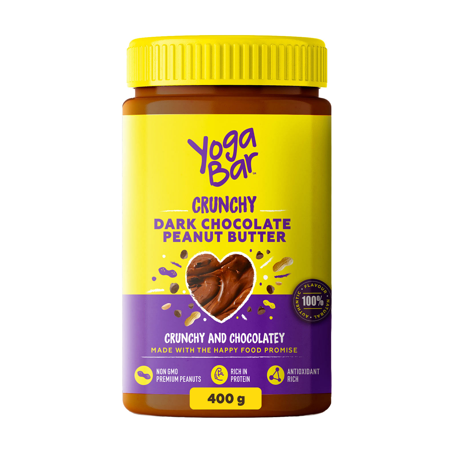 Yogabar Crunchy Dark Chocolate Peanut Butter - with High Protein