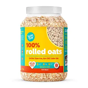 Yogabar 100% Rolled Oats 1kg |Gluten Free Oats with High Fibre, 100% Whole Grain, Non GMO | Healthy Food with No Added Sugar | For Weight Loss - 1kg