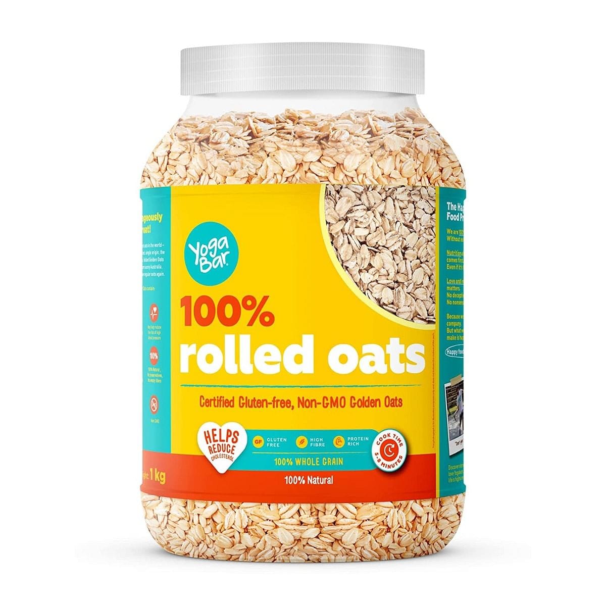 Yogabar 100% Rolled Oats 1kg |Gluten Free Oats with High Fibre, 100% Whole Grain, Non GMO | Healthy Food with No Added Sugar | For Weight Loss-1kg