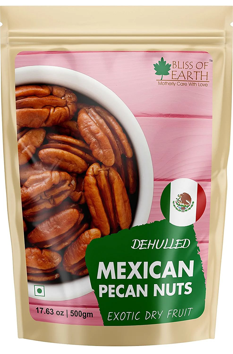 

Bliss Of Earth Mexican Pecan Nuts, Raw & Dehulled Pecan Halves - 500 gm