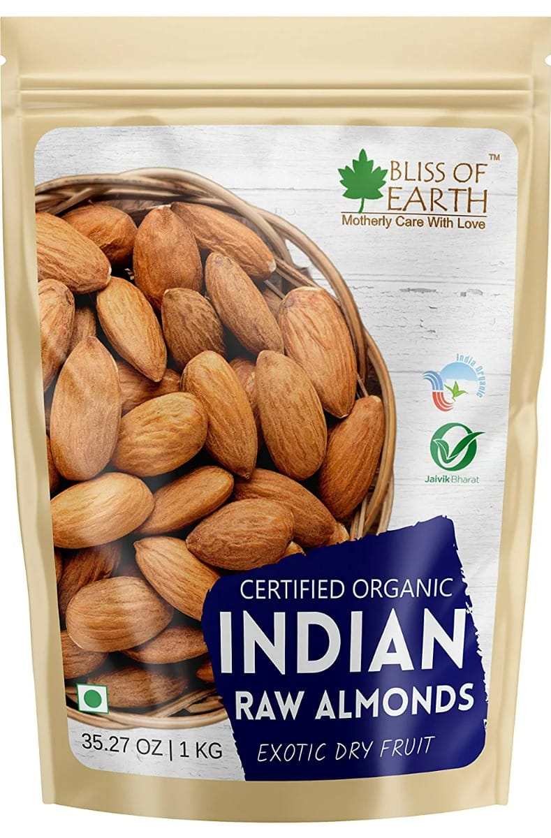 Bliss of Earth Organic Almonds Badam Dry fruits Crunchy & Tasty High in fiber, Immunity Booster Your Daily Diet Super Snack-image-1