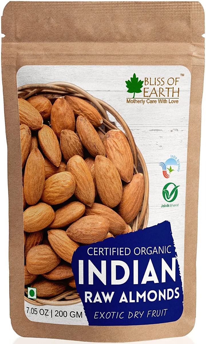 

Bliss of Earth Organic Almonds Badam Dry fruits Crunchy & Tasty High in fiber, Immunity Booster Your Daily Diet Super Snack - 200 gm