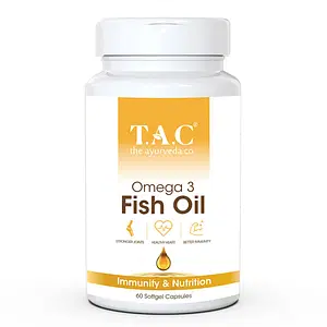 TAC - The Ayurveda Co. Omega 3 Fish Oil Capsules For Nutrition, Immunity & Strong Joints (60 Softegel Capsule)
