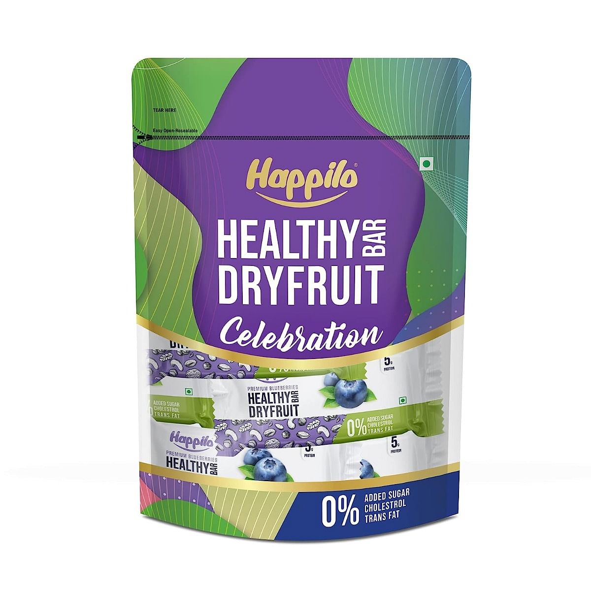 

Happilo Celebrations Premium Blueberries Healthy Dry Fruit Energy Bar (35gx6), Healthy Snack