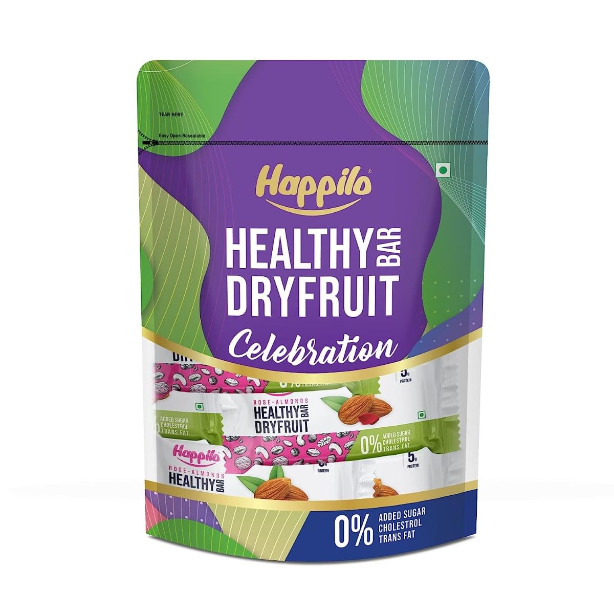 

Happilo Celebrations Rose Almonds Healthy Dry Fruit Energy Bar (35gx6), Healthy Snack