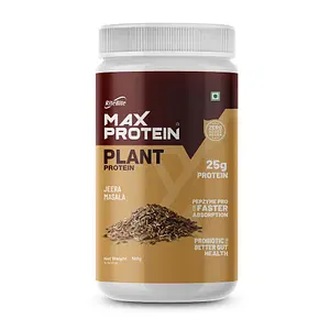 RiteBite Max Protein 100% Naturel Vegan Protein Powder 500g | 25g protein|14 Servings | Tasty Plant Protein with Digestive Masala | Dairy Free | Probiotic and Easy to Digest | No Added Sugar | For Men, Women