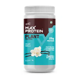 RiteBite Max Protein Plant Protein Creamy Vanilla|25g Protein| 28 Servings| Pepzyme For Faster Absorption| Probiotic For Better Gut Health