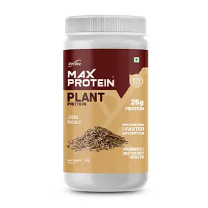 RiteBite Max Protein Plant Protein Jeera Masala 1kg|25g Protein| 28 Servings| Pepzyme For Faster Absorption| Probiotic For Better Gut Health|