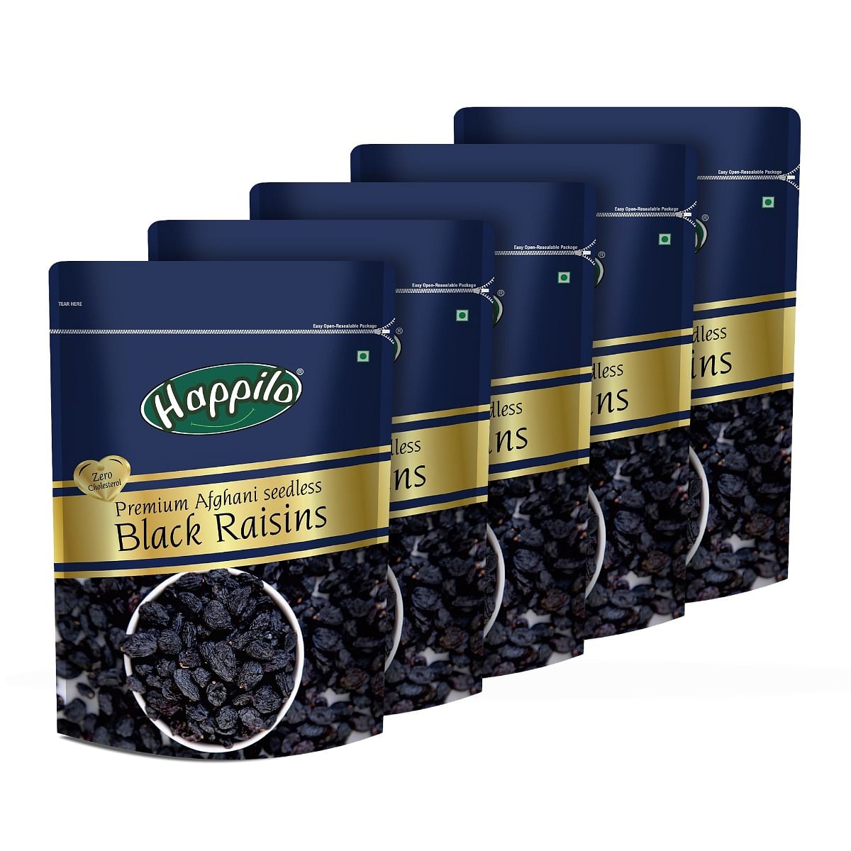 

Happilo Premium Afghani Seedless Black Raisins 250g (Pack of 5)