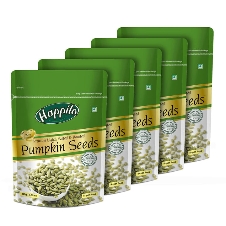 Happilo Premium Lightly Salted & Roasted Pumpkin Seeds 200g (Pack of 5)