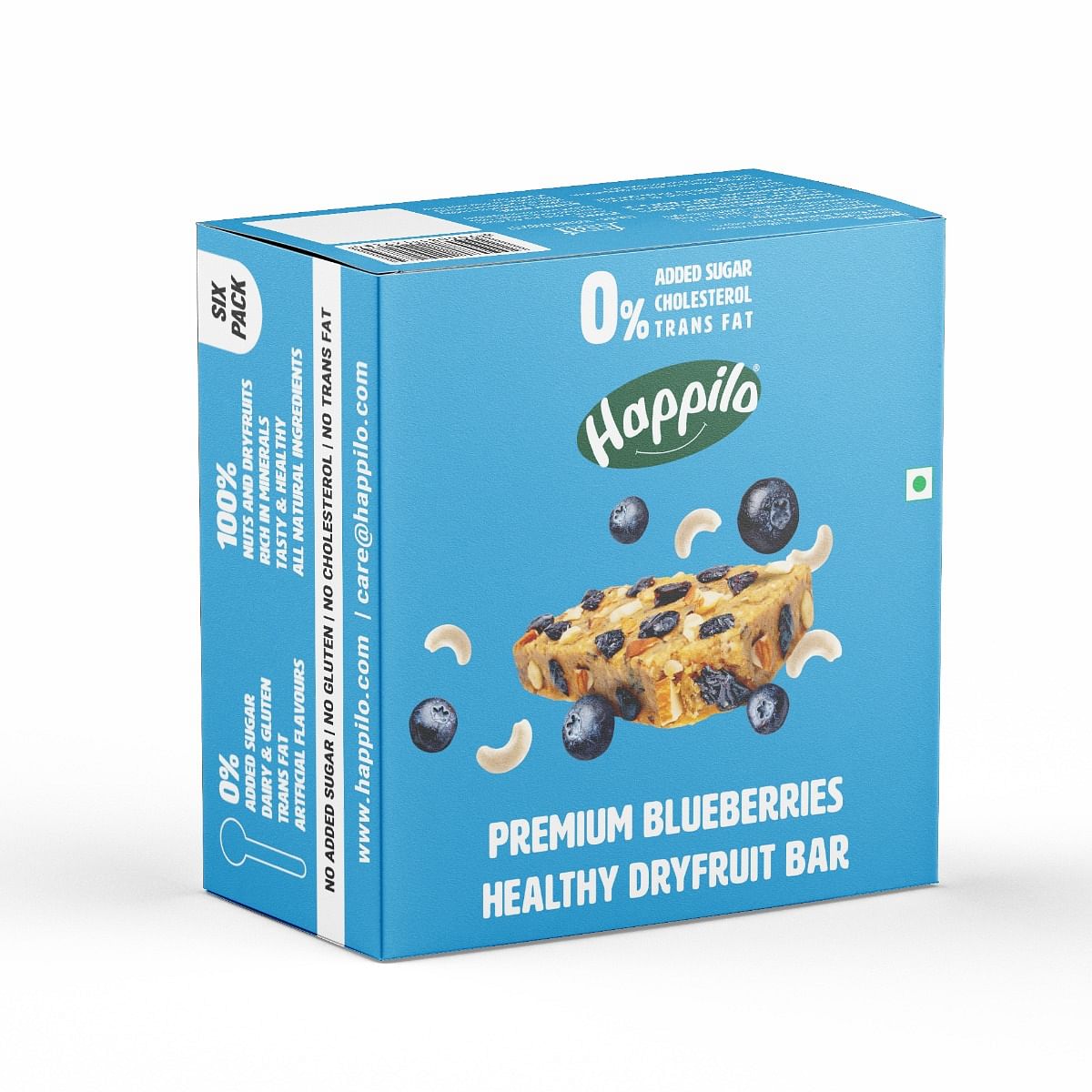 Happilo Premium Blueberries Healthy Dry Fruit Bar 35g Pack of 6 (35gx6)