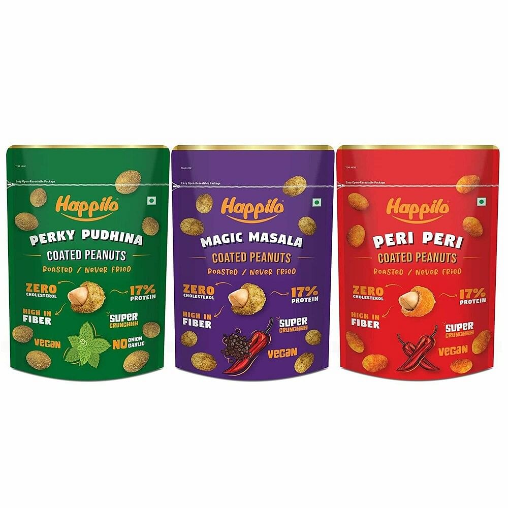 

Happilo Peanut Super Combo Snack with Perky Pudhina Peanut 150g + Magic Masala Peanut 150g + Peri Peri Peanut 150g