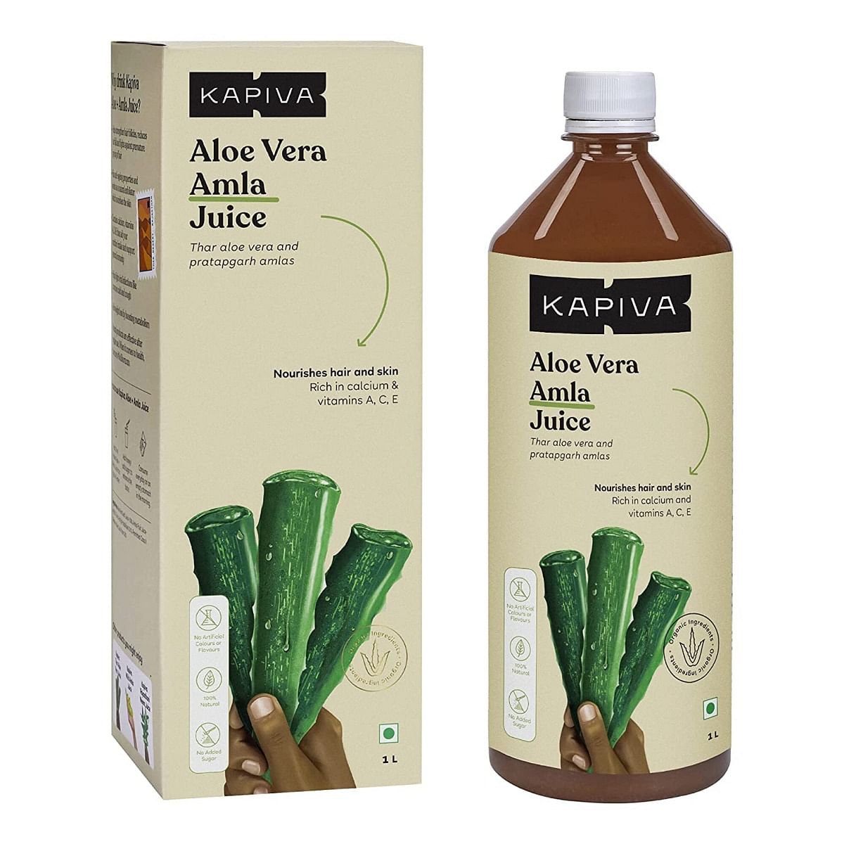 

Kapiva Aloe Vera + Amla Juice (Nourishes Hair & Skin), 1 L, Unflavoured