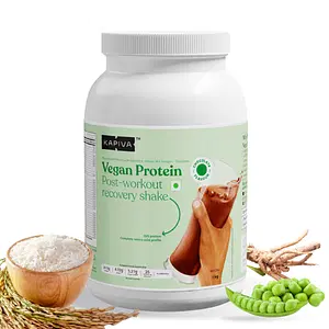 Kapiva Vegan Protein - Chocolate | 24.5g Protein per Scoop | Post-workout Recovery Protein Shake | 100% Plant Based Protein (1kg)