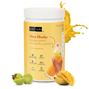 Kapiva Mango Slim Shake -Meal Replacement Drink Powered With 6 Ayurvedic Herbs and 12 Superfoods - Helps in Weight Management 500 Grams (20 Servings)