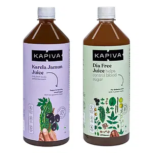 Kapiva Dia Control Combo | Kapiva Karela Jamun Juice 1L, Kapiva Diafree Juice 1L | Blend with Jamun, Karela, Amla, Guduchi | Helps Control Blood Sugar Level and Build Immunity